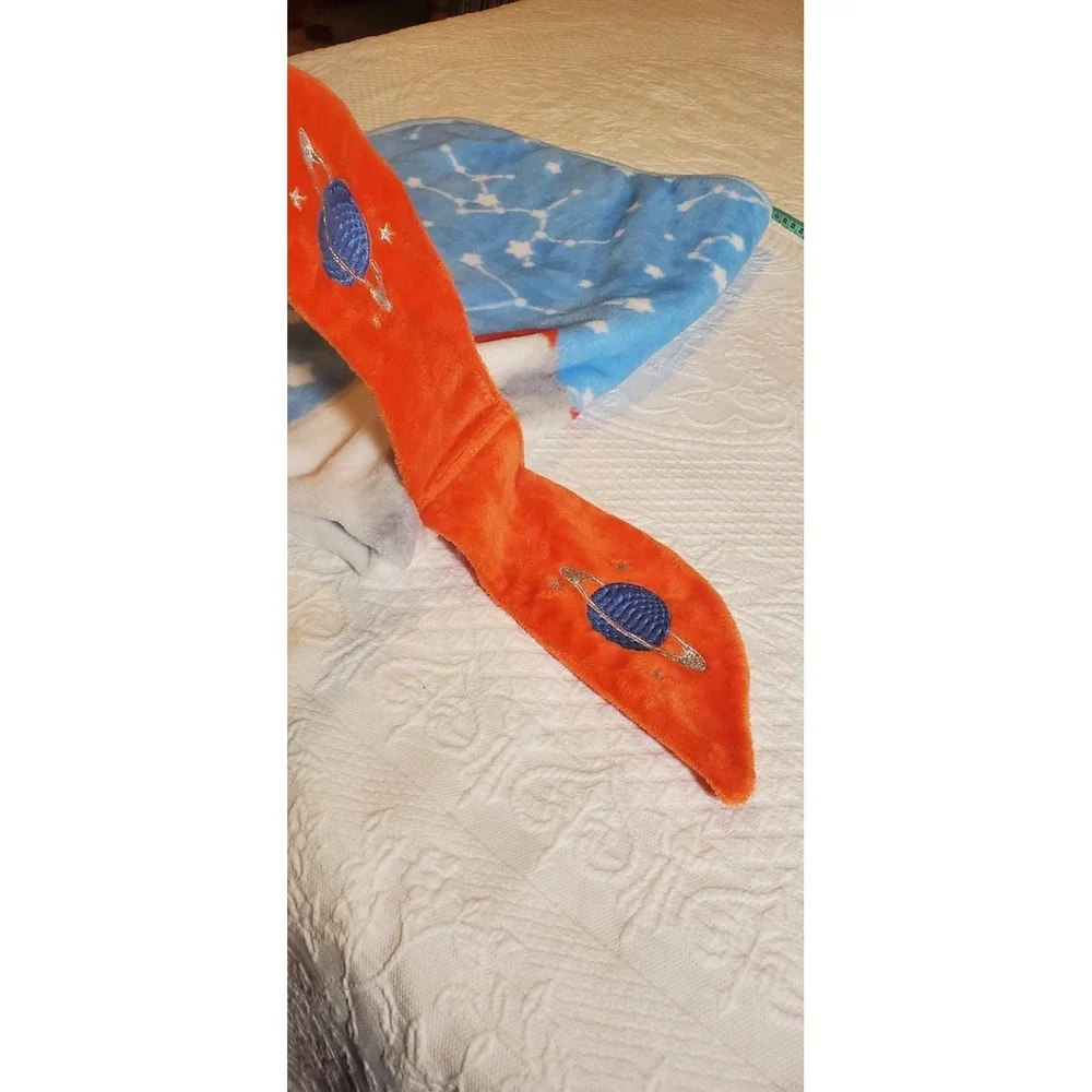 The World of Baby Mink‎ blanket Rocket Ship Blue & Orange - Vintage Excellent